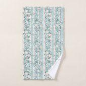 Monogram Initialen Roze Mint Groene Bloemen Gingha Bad Handdoek (Handdoek)