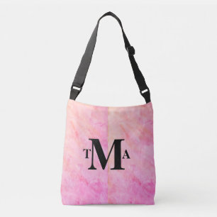 Monogram Initialen Roze Waterverf Crossbody Tas