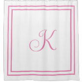 Monogram Initialen Roze Wit Aangepaste Script Naam Douchegordijn (Voorkant)