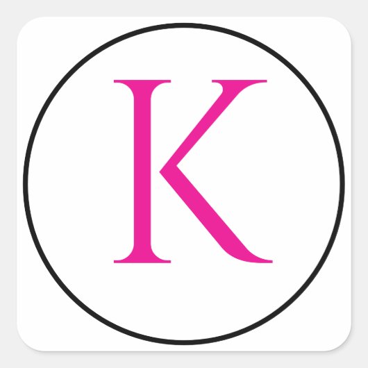 Monogram Initialen Roze Zwart Wit Eenvoudig Minima Vierkante Sticker (Voorkant)