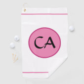 Monogram Initialen Roze zwarte typografie Golfhand Golfhanddoek (Insitu)