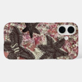 Monogram Initialen Schattige Perzik Grijs Crème Bl Case-Mate iPhone Case (Achterkant (horizontaal))