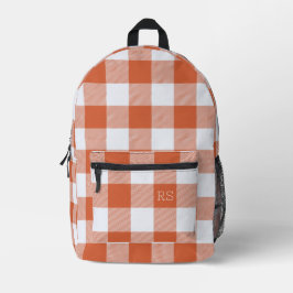 Monogram Initialen Sinaasappel Gingham Buffalo Che Bedrukte Rugzak