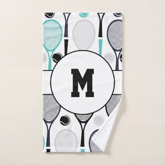 Monogram Initialen Tennis Rackets Balls Elegant Bad Handdoek (Handdoek)
