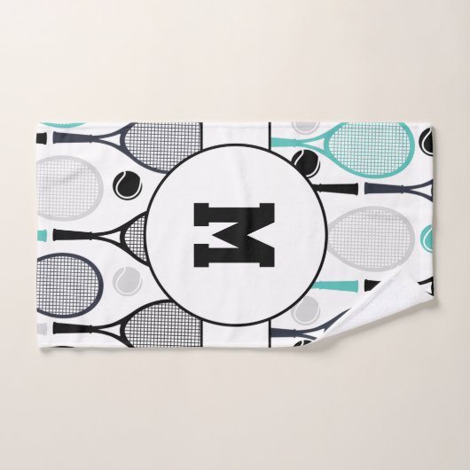 Monogram Initialen Tennis Rackets Balls Elegant Bad Handdoek (Handdoek)