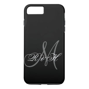 MONOGRAM-INITIALEN VOOR ZWARTE GRAY 	iPhone 8 PLUS / 7 PLUS HOESJE