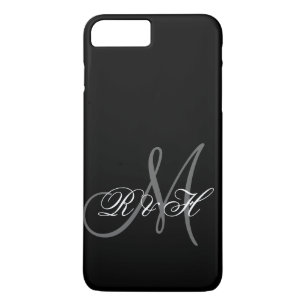 MONOGRAM-INITIALEN VOOR ZWARTE GRAY 	iPhone 8 PLUS / 7 PLUS HOESJE