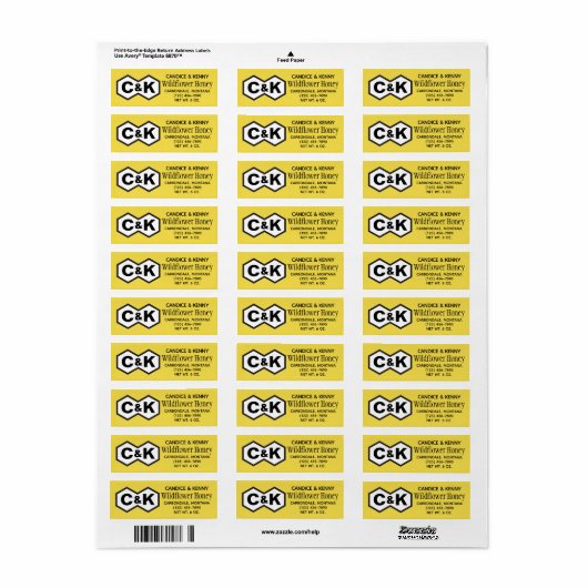 Monogram Initialen Wildflower Honey Jar Labels (Full Sheet)