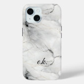 Monogram Initialen wit grijs zwart goud marmer Case-Mate iPhone Case (Achterkant)