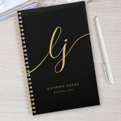 Monogram Initialen Zakelijk Zwart Goud Initialen Planner