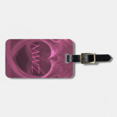 Monogram Initialen Zijde Roze Hart Aangepast Bagagelabel (Voorkant horizontaal)