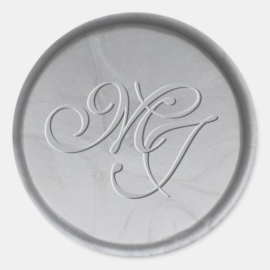 Monogram Initialen Zilveren Wax Seal Sticker (Voorkant)