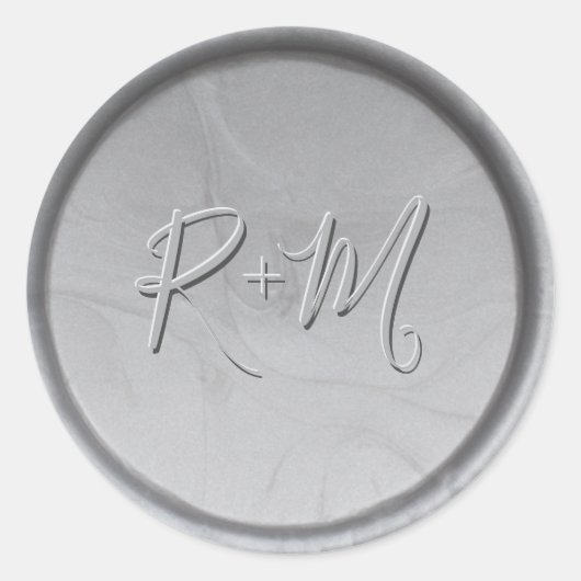 Monogram Initialen Zilveren Wax Seal Sticker (Voorkant)
