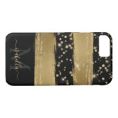 Monogram Initialen Zwart Goud Glitter Case-Mate iPhone Case (Achterkant (Horizontaal))