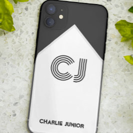 Monogram initialen Zwart-wit retro iPhone 11 Hoesje