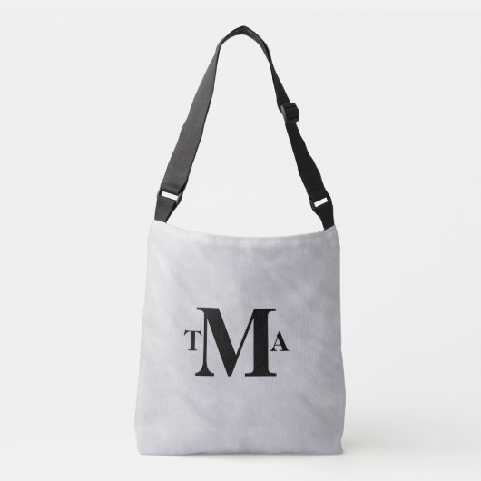 Monogram Initialen zwarte houtskool Crossbody Tas (Voorkant)