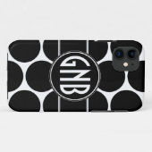 MONOGRAM INITIALEN ZWARTE POLKA DOTS Case-Mate iPhone CASE (Achterkant (horizontaal))