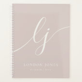 Monogram Initials Business Planner Rose Pink Ivory (Devant)