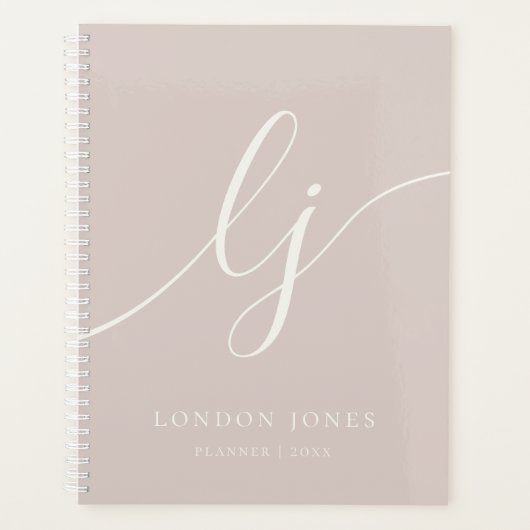 Monogram Initials Business Planner Rose Pink Ivory (Devant)
