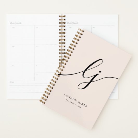 Monogram Initials Business Planner Script Name (Devant avec enveloppe)