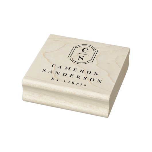 Monogram initials elegant border Ex Libris book Rubberstempel (Stempel)