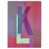 Monogram Initials Grunge Funky Purple Green Art Klembord (Achterkant)