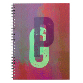 Monogram Initials Grunge Funky Purple Green Art Notitieboek