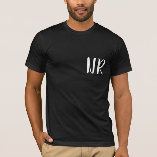 Monogram Initials Modern Black Elegant Design T-shirt (Voorkant)