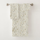 Monogram Initials Neutral Boho Florals Botanicals Bad Handdoek (Insitu)