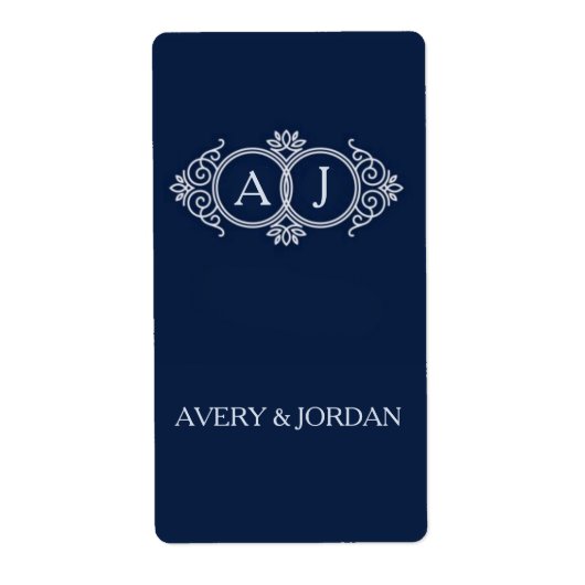 Monogram initials wedding  frame minimal design  etiket (Voorkant)