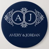 Monogram initials wedding  frame minimal design  ronde button 6,0 cm (Voorkant)