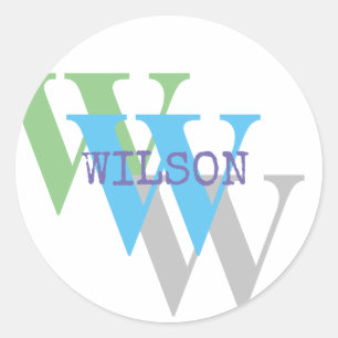 MONOGRAM INITIËLE NAAM Sticker persoonlijk woord