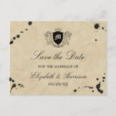  Monogram & Inktvlek Bruiloft Bewaar de datum Aankondigingskaart (Voorkant)