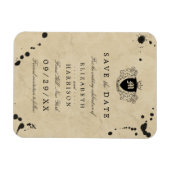 Monogram & Inktvlek Bruiloft Bewaar de datum Magneet (Horizontaal)