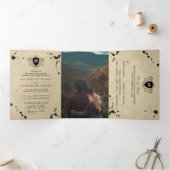  Monogram & Inktvlek Bruiloft Suite Drieluik Uitnodiging (Binnen)