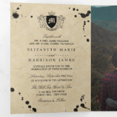  Monogram & Inktvlek Bruiloft Suite Drieluik Uitnodiging (Binnenzijde eerst)