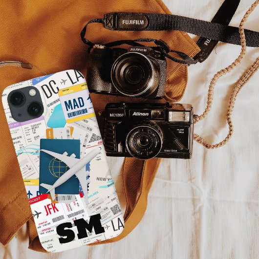 Monogram instapkaart, vliegticket collage, plezier Case-Mate iPhone case