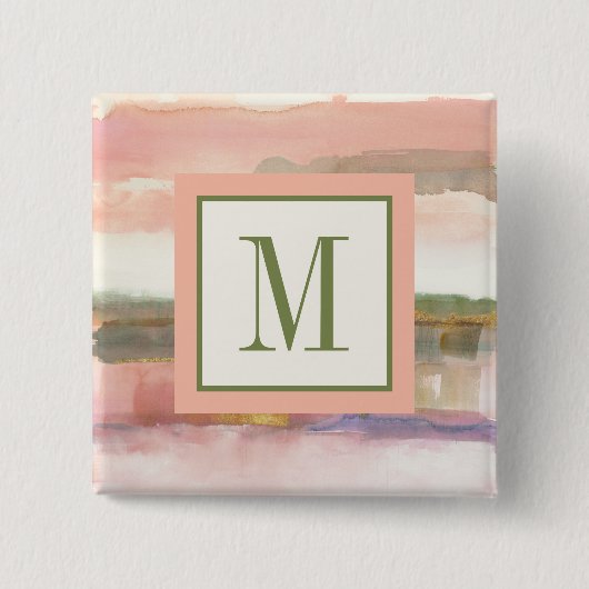 Monogram | Invloed van Lijn- en Kleurgoudgewassen Vierkante Button 5,1 Cm (Voorkant)