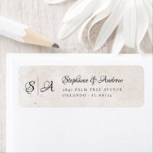 Monogram ivoor en beige trouw retouradres etiket