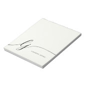 Monogram Ivoor Wit Modern Minimalistisch Vrouwelij Notitieblok (Gedraaid)