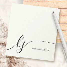 Monogram Ivoor Wit Modern Minimalistisch Vrouwelij Notitieblok