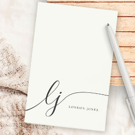 Monogram Ivoor Wit Modern Minimalistisch Vrouwelij Post-it® Notes