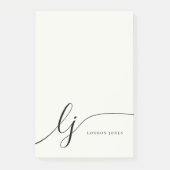Monogram Ivoor Wit Modern Minimalistisch Vrouwelij Post-it® Notes (Voorkant)