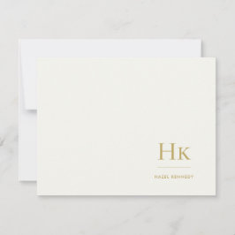 Monogram Ivory Gold Simple Monogrammed Notecard Notitiekaartje
