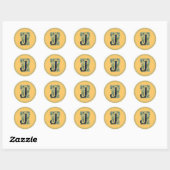 Monogram J bloemontwerp, A-1 gegenereerd, Ronde Sticker (Vel)