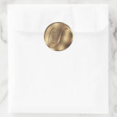 Monogram J Bronze Wedding Invitation Holiday Ronde Sticker (Tas)