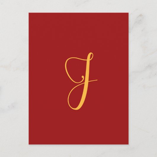 Monogram "J" goudkleur op rood Briefkaart (Voorkant)