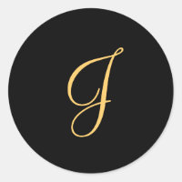 Monogram J, goudkleurig initiaal J op zwart,