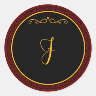 Monogram "J" goudkleurig script Ronde Sticker