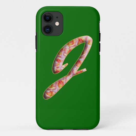 Monogram J in Rozen Patroon Iphone 5 Hoesje (Achterkant)